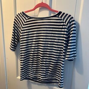 BCBGMaxAzria Black and White Striped Long Sleeve Top